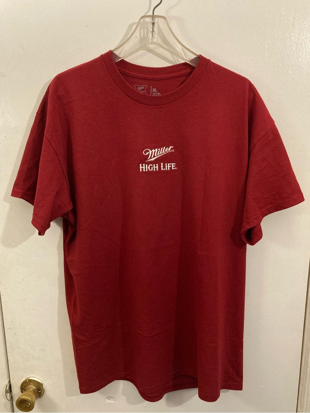 Miller Lite High Life Men's Short Sleeve T-Shirt -Burgundy